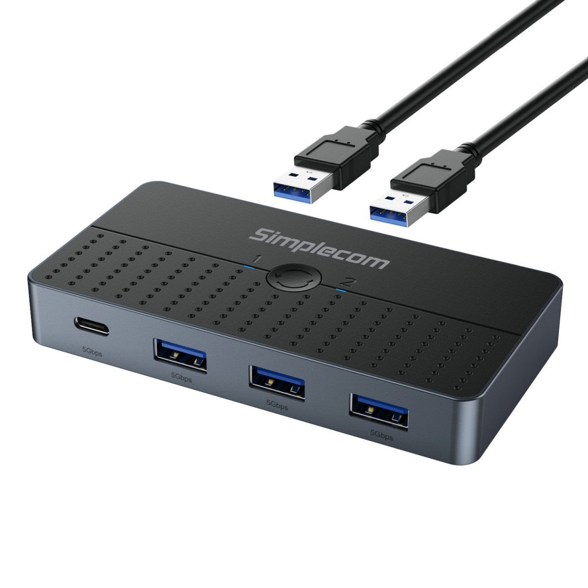 Simplecom KM320 2-Way SuperSpeed USB Switch 4-Port Hub with USB-C USB 3.0 5Gbps Simplecom KM320 2-Way SuperSpeed USB Switch 4-Port Hub with USB-C USB 3.0 5Gbps